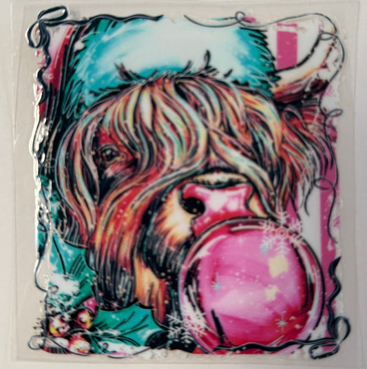 Bubble gum cow decal